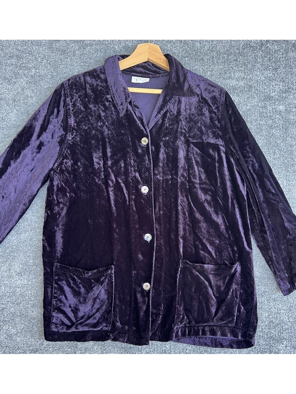 Cut Loose Shirt Womens M Purple Velvet Silk Blnd Lagenlook Whimsigoth.